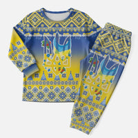 Ukraine Merry Christmas Pajama Set Ukraine Emblem and Vyshyvanka Knitted Effect - Wonder Print Shop