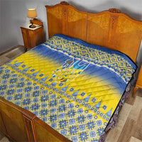 Ukraine Merry Christmas Quilt Ukraine Emblem and Vyshyvanka Knitted Effect - Wonder Print Shop