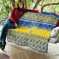 Ukraine Merry Christmas Quilt Ukraine Emblem and Vyshyvanka Knitted Effect - Wonder Print Shop