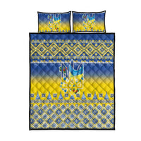 Ukraine Merry Christmas Quilt Bed Set Ukraine Emblem and Vyshyvanka Knitted Effect - Wonder Print Shop