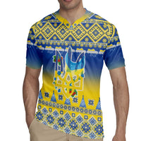 Ukraine Merry Christmas Rugby Jersey Ukraine Emblem and Vyshyvanka Knitted Effect - Wonder Print Shop