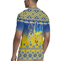 Ukraine Merry Christmas Rugby Jersey Ukraine Emblem and Vyshyvanka Knitted Effect - Wonder Print Shop