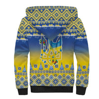 Ukraine Merry Christmas Sherpa Hoodie Ukraine Emblem and Vyshyvanka Knitted Effect - Wonder Print Shop