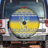 Ukraine Merry Christmas Spare Tire Cover Ukraine Emblem and Vyshyvanka Knitted Effect - Wonder Print Shop