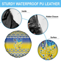 Ukraine Merry Christmas Spare Tire Cover Ukraine Emblem and Vyshyvanka Knitted Effect - Wonder Print Shop