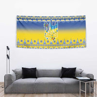 Ukraine Merry Christmas Tapestry Ukraine Emblem and Vyshyvanka Knitted Effect - Wonder Print Shop