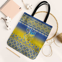 Ukraine Merry Christmas Tote Bag Ukraine Emblem and Vyshyvanka Knitted Effect - Wonder Print Shop