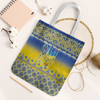 Ukraine Merry Christmas Tote Bag Ukraine Emblem and Vyshyvanka Knitted Effect - Wonder Print Shop