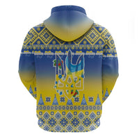 Ukraine Merry Christmas Zip Hoodie Ukraine Emblem and Vyshyvanka Knitted Effect - Wonder Print Shop
