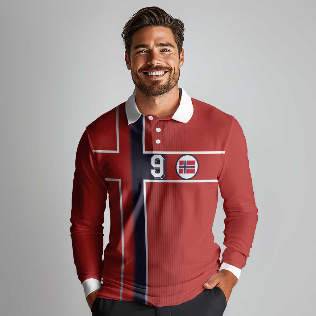 Custom Norway Football Long Sleeve Polo Shirt Retro Style