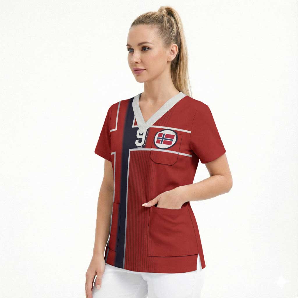 Custom Norway Football Scrub Top Retro Style