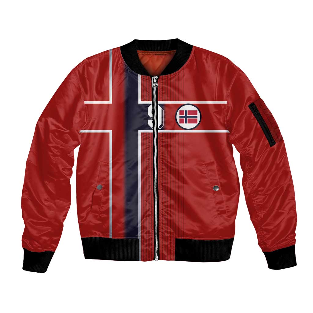 Custom Norway Football Sleeve Zip Bomber Jacket Retro Style