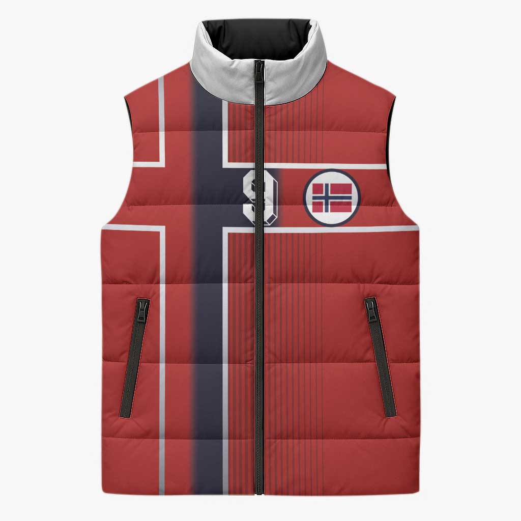 Custom Norway Football Sleeveless Puffer Jacket Retro Style