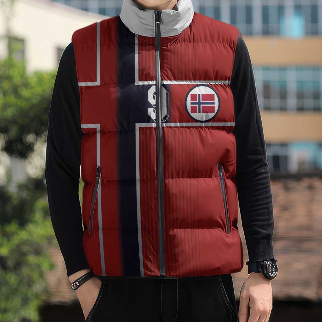 Custom Norway Football Sleeveless Puffer Jacket Retro Style