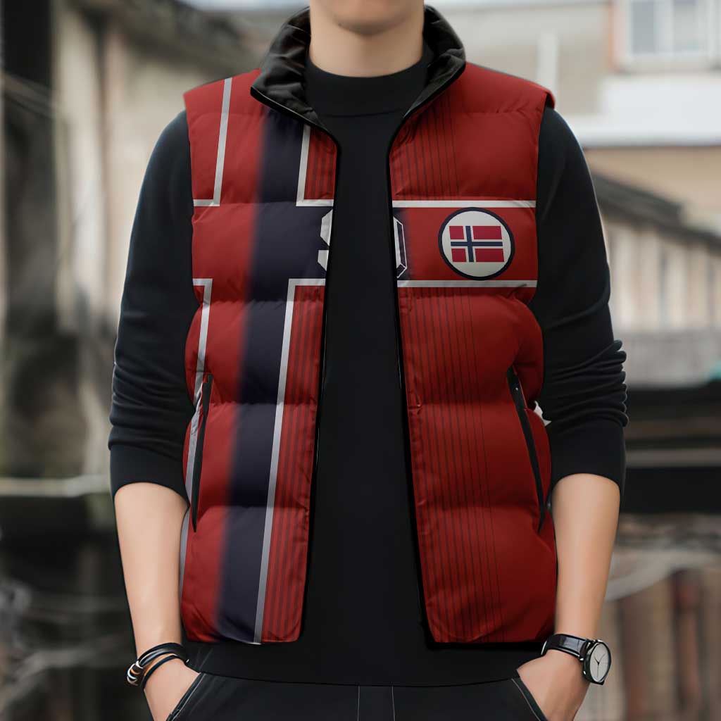 Custom Norway Football Sleeveless Puffer Jacket Retro Style