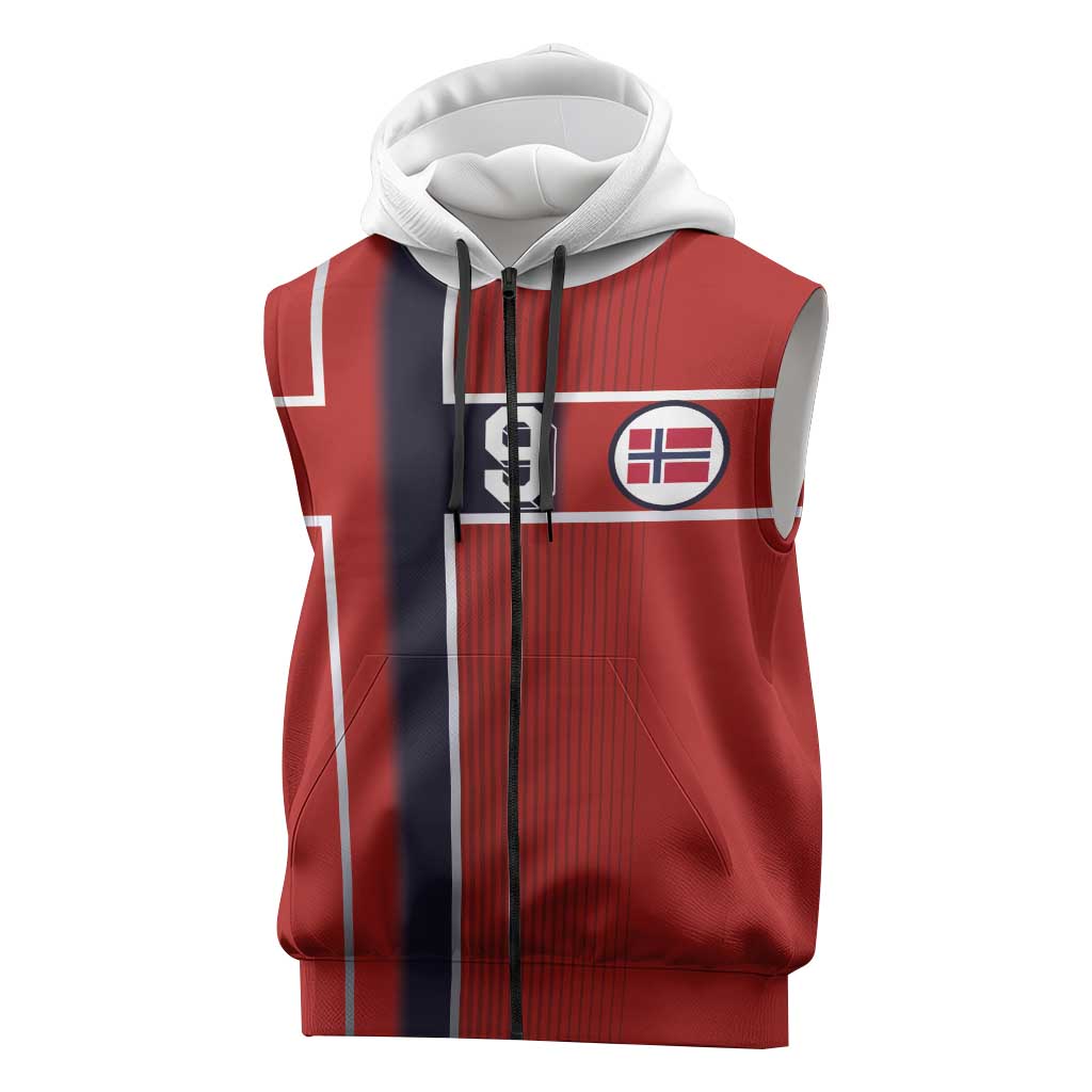 Custom Norway Football Sleeveless Zip Hoodie Retro Style