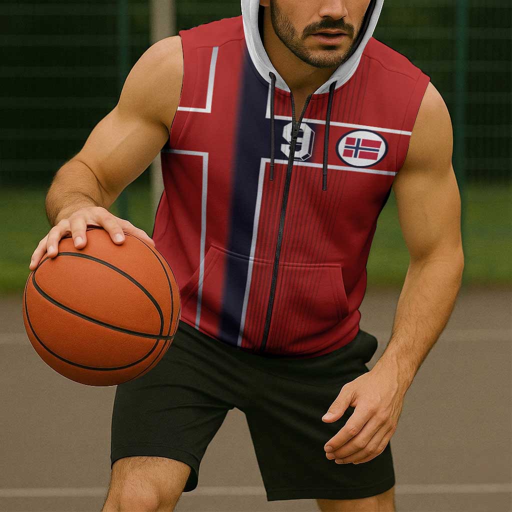 Custom Norway Football Sleeveless Zip Hoodie Retro Style