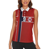 Custom Norway Football Women Sleeveless Polo Shirt Retro Style