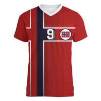 Custom Norway Football Women V-Neck T-Shirt Retro Style