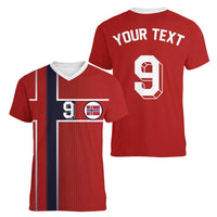 Custom Norway Football Women V-Neck T-Shirt Retro Style