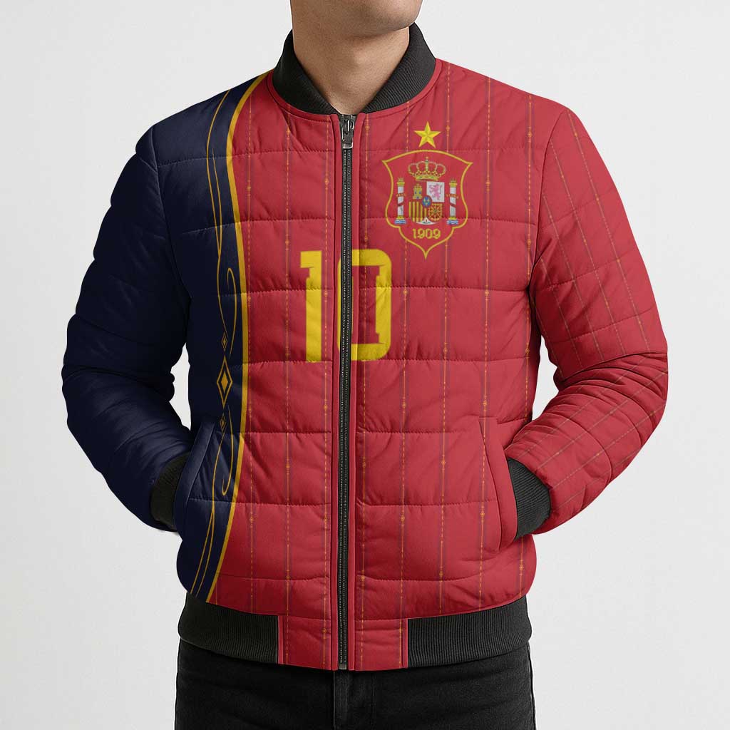 Custom Spain Football Bomber Puffer Jacket Sporty Style-Royal Vibe