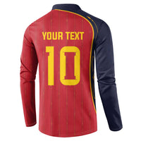 Custom Spain Football Button Sweatshirt Sporty Style-Royal Vibe