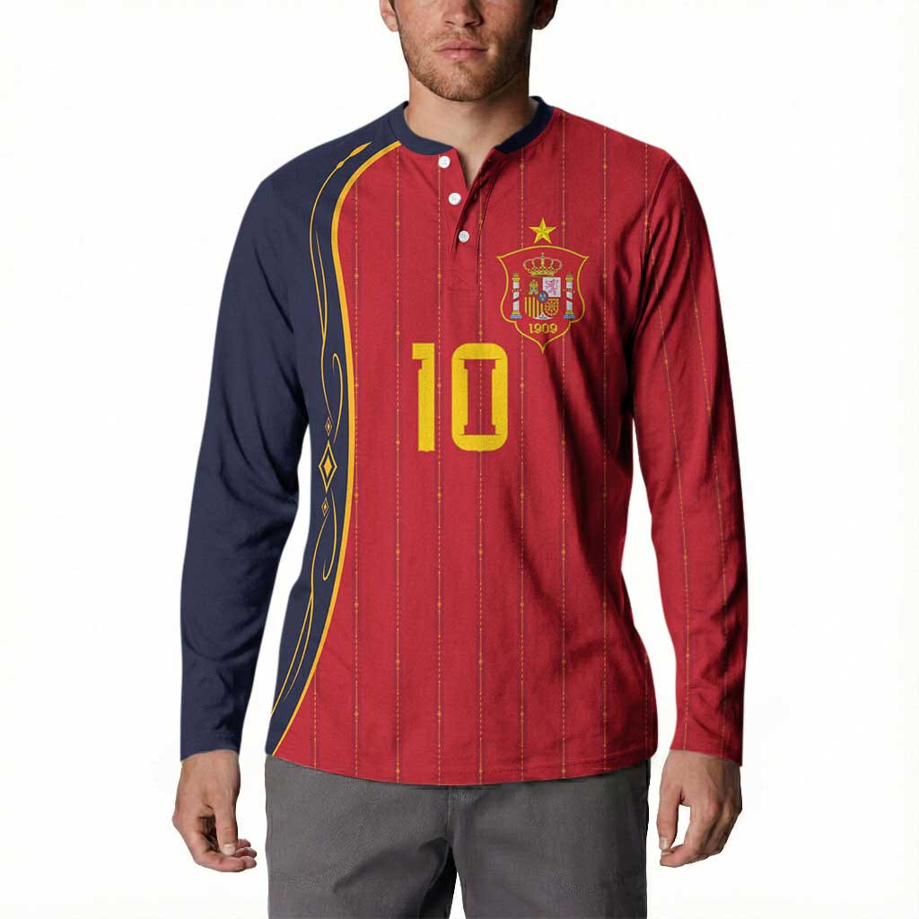 Custom Spain Football Button Sweatshirt Sporty Style-Royal Vibe