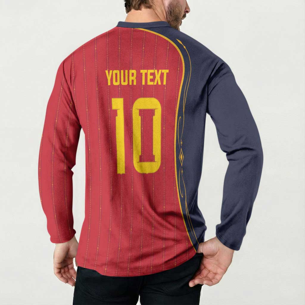 Custom Spain Football Button Sweatshirt Sporty Style-Royal Vibe