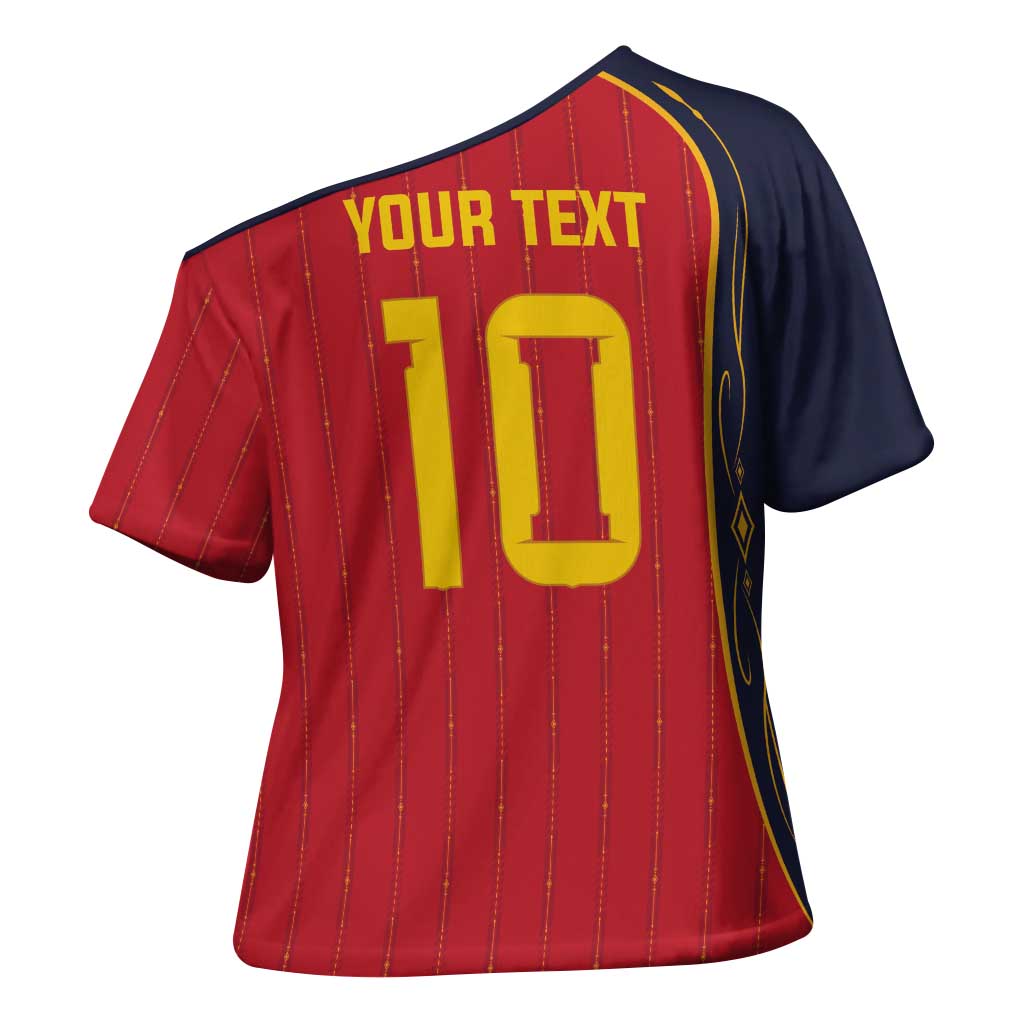 Custom Spain Football Cross Shoulder Shirt Sporty Style-Royal Vibe
