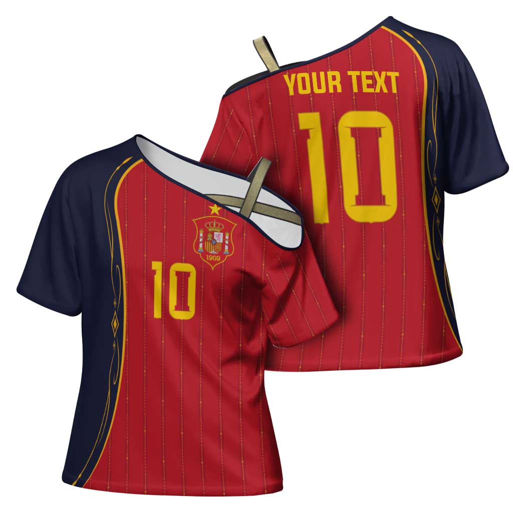 Custom Spain Football Cross Shoulder Shirt Sporty Style-Royal Vibe