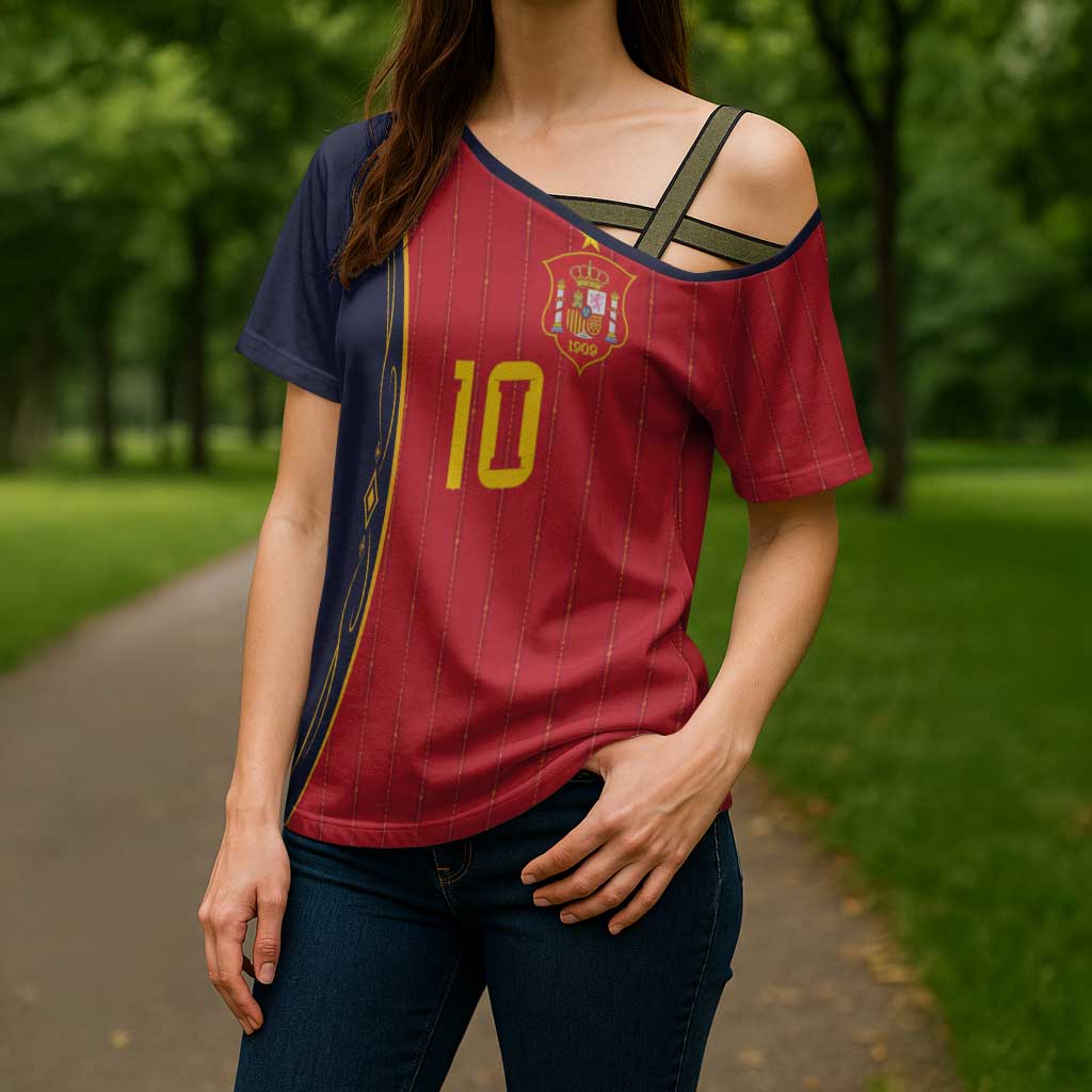 Custom Spain Football Cross Shoulder Shirt Sporty Style-Royal Vibe