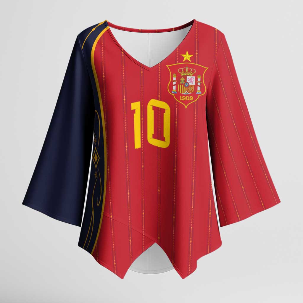 Custom Spain Football Kimono Sleeve Blouse Sporty Style-Royal Vibe