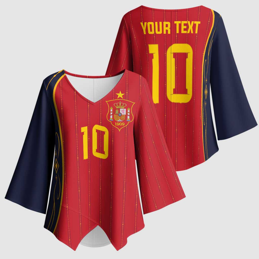 Custom Spain Football Kimono Sleeve Blouse Sporty Style-Royal Vibe