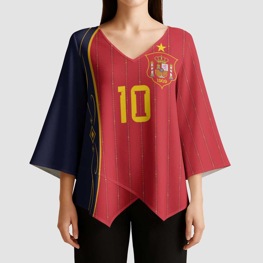 Custom Spain Football Kimono Sleeve Blouse Sporty Style-Royal Vibe
