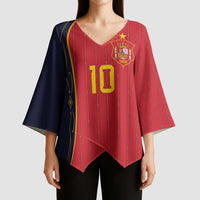 Custom Spain Football Kimono Sleeve Blouse Sporty Style-Royal Vibe