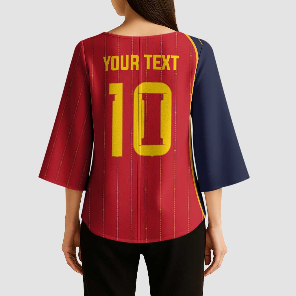Custom Spain Football Kimono Sleeve Blouse Sporty Style-Royal Vibe