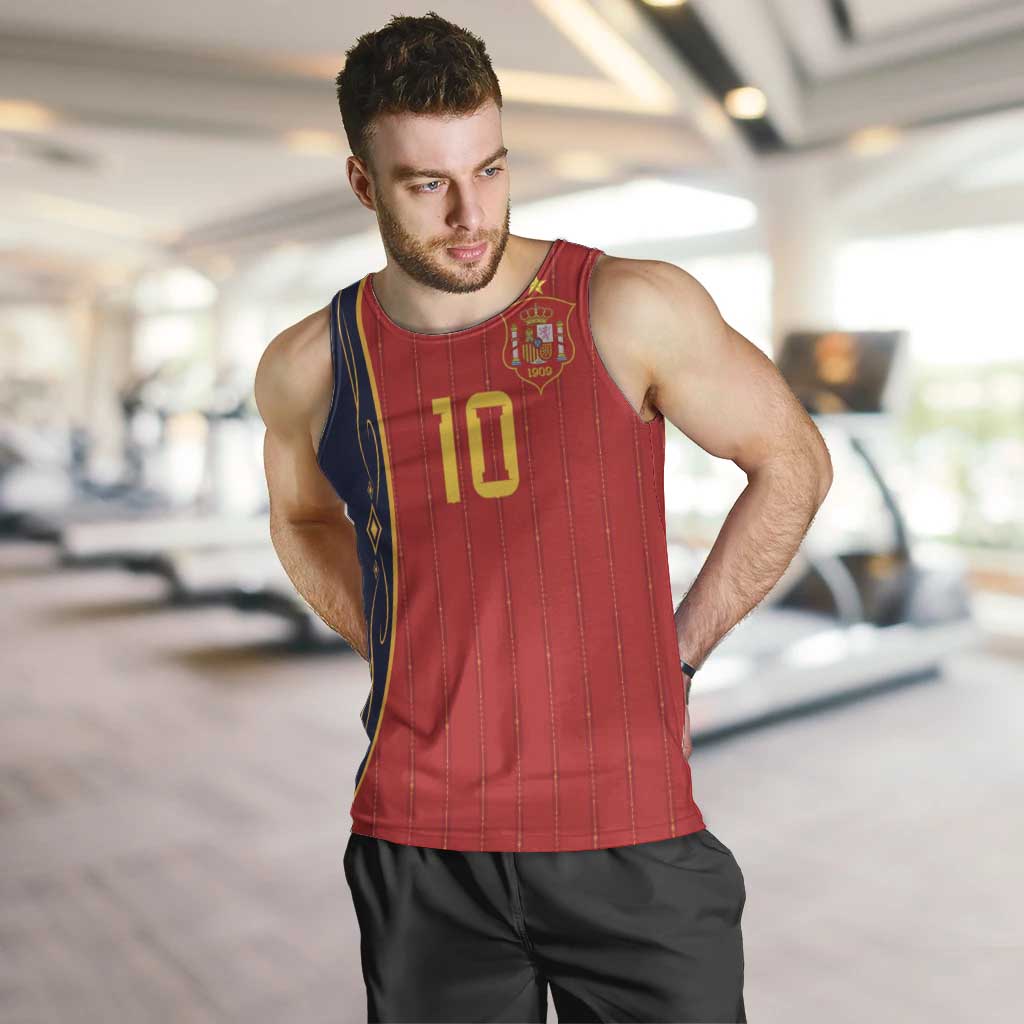 Custom Spain Football Men Tank Top Sporty Style-Royal Vibe