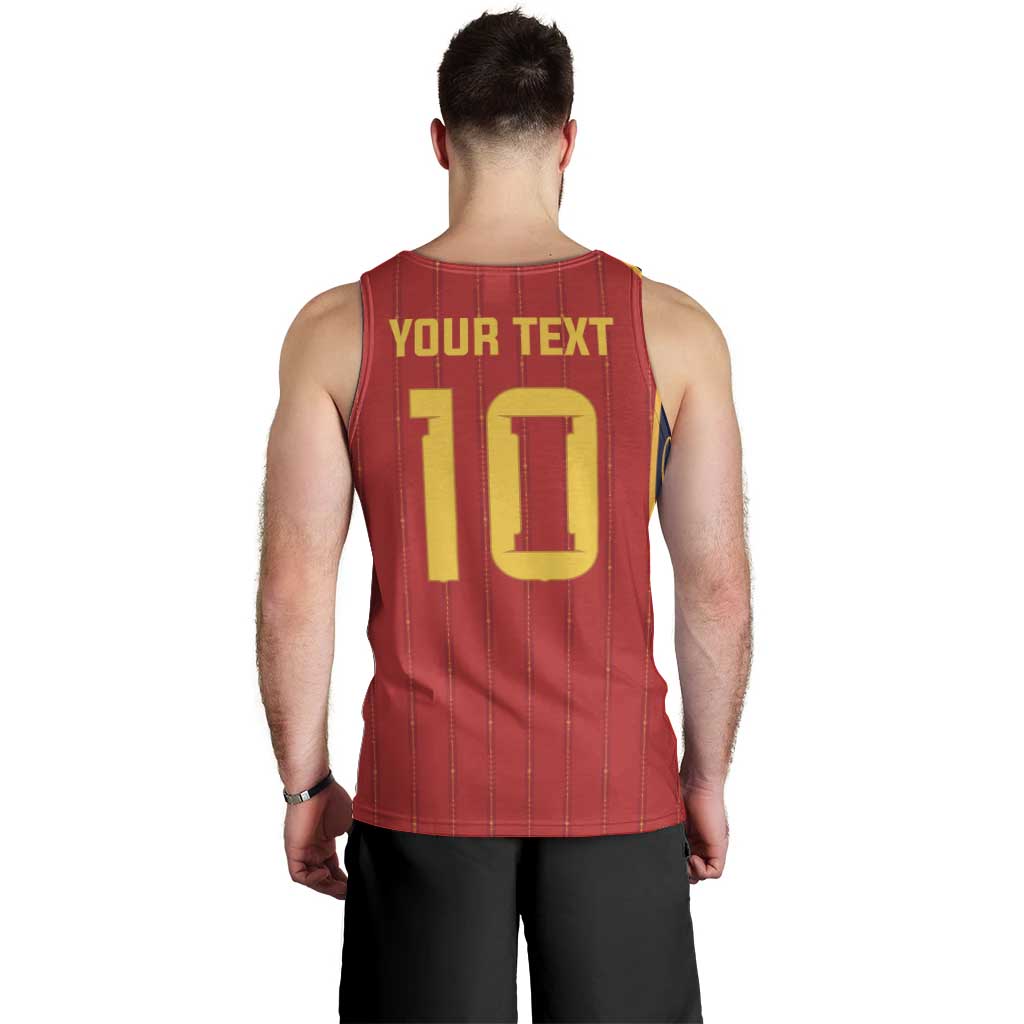 Custom Spain Football Men Tank Top Sporty Style-Royal Vibe