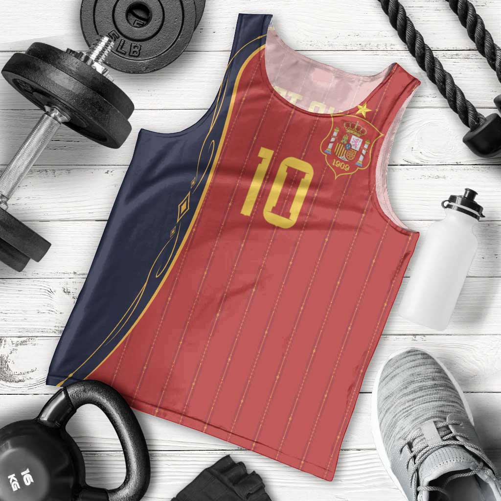 Custom Spain Football Men Tank Top Sporty Style-Royal Vibe