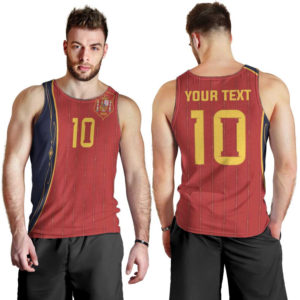 Custom Spain Football Men Tank Top Sporty Style-Royal Vibe