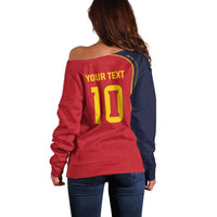 Custom Spain Football Off Shoulder Sweater Sporty Style-Royal Vibe