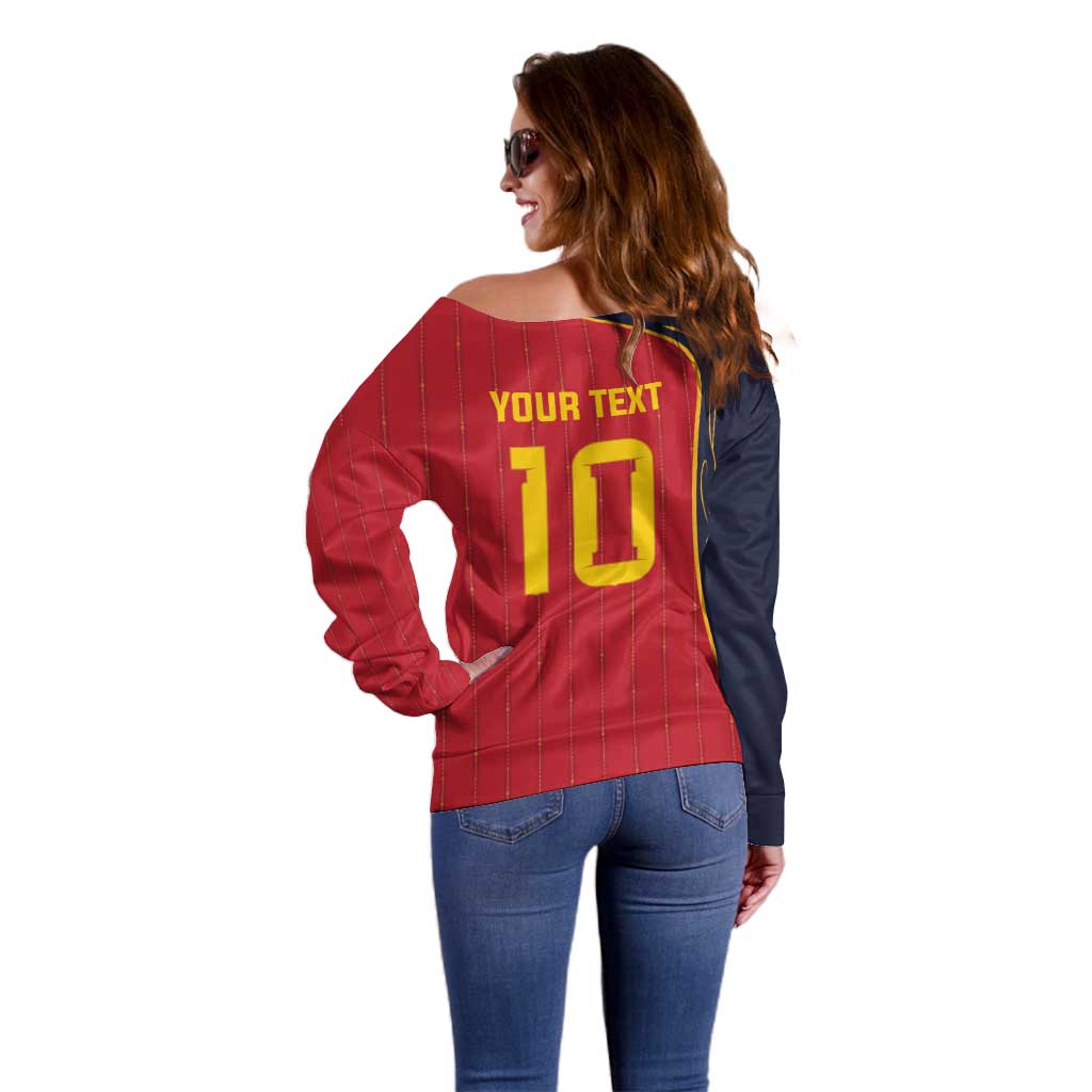 Custom Spain Football Off Shoulder Sweater Sporty Style-Royal Vibe