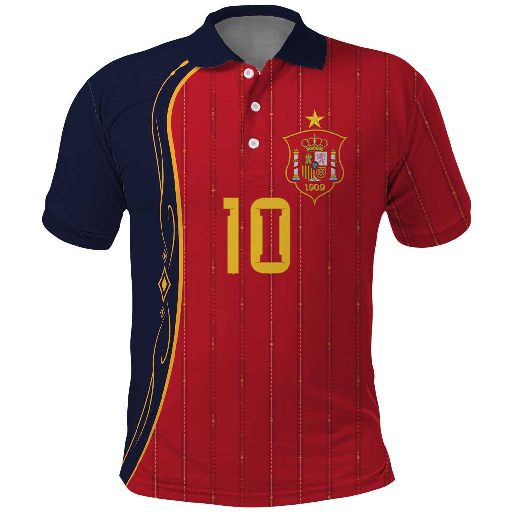 Custom Spain Football Polo Shirt Sporty Style-Royal Vibe