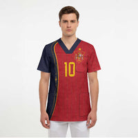 Custom Spain Football Scrub Top Sporty Style-Royal Vibe