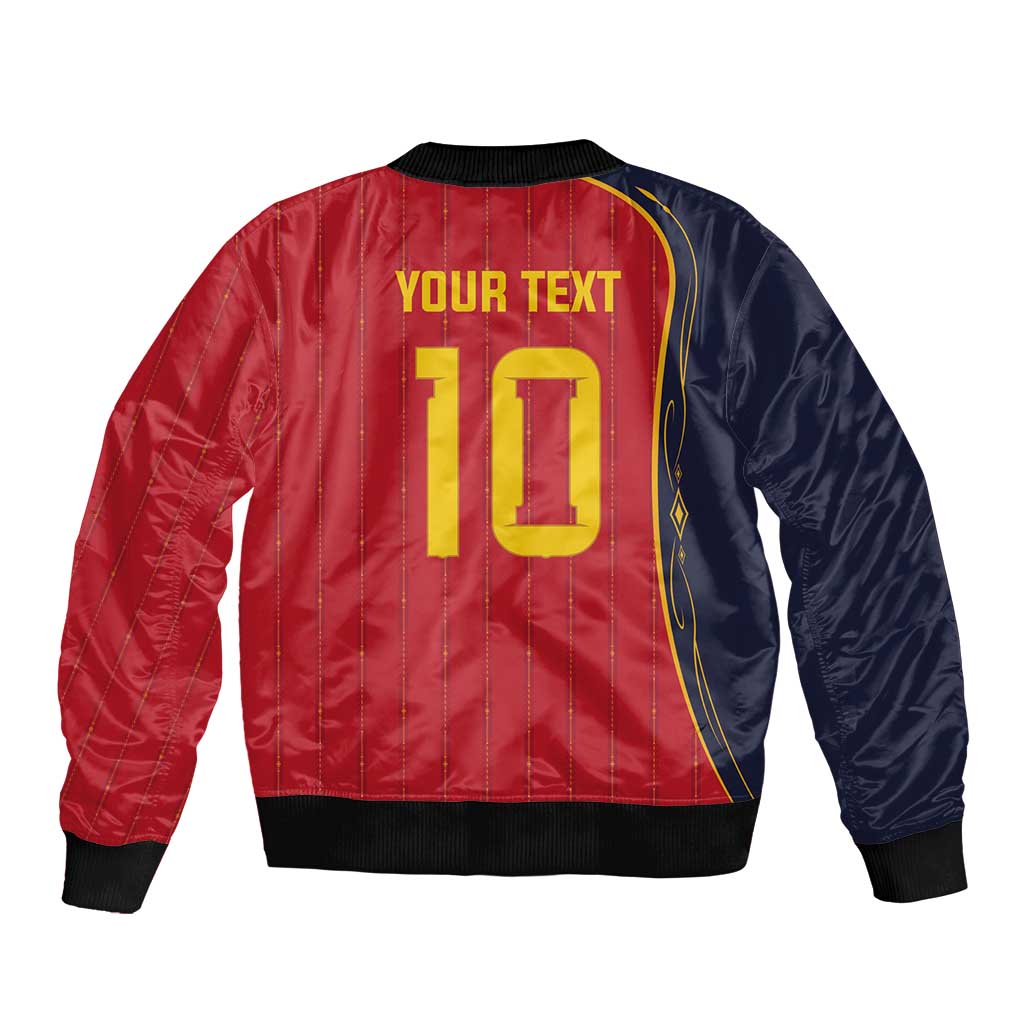 Custom Spain Football Sleeve Zip Bomber Jacket Sporty Style-Royal Vibe