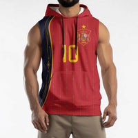 Custom Spain Football Sleeveless Hoodie Sporty Style-Royal Vibe