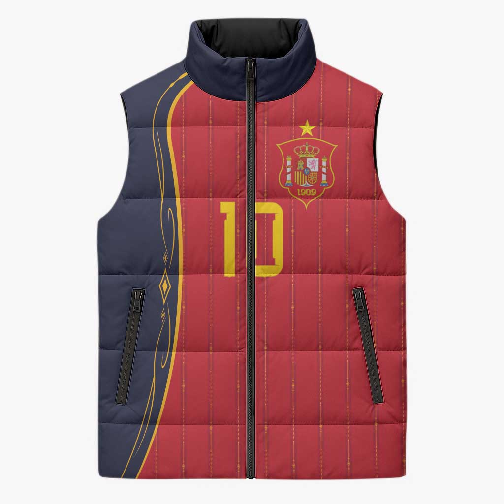 Custom Spain Football Sleeveless Puffer Jacket Sporty Style-Royal Vibe