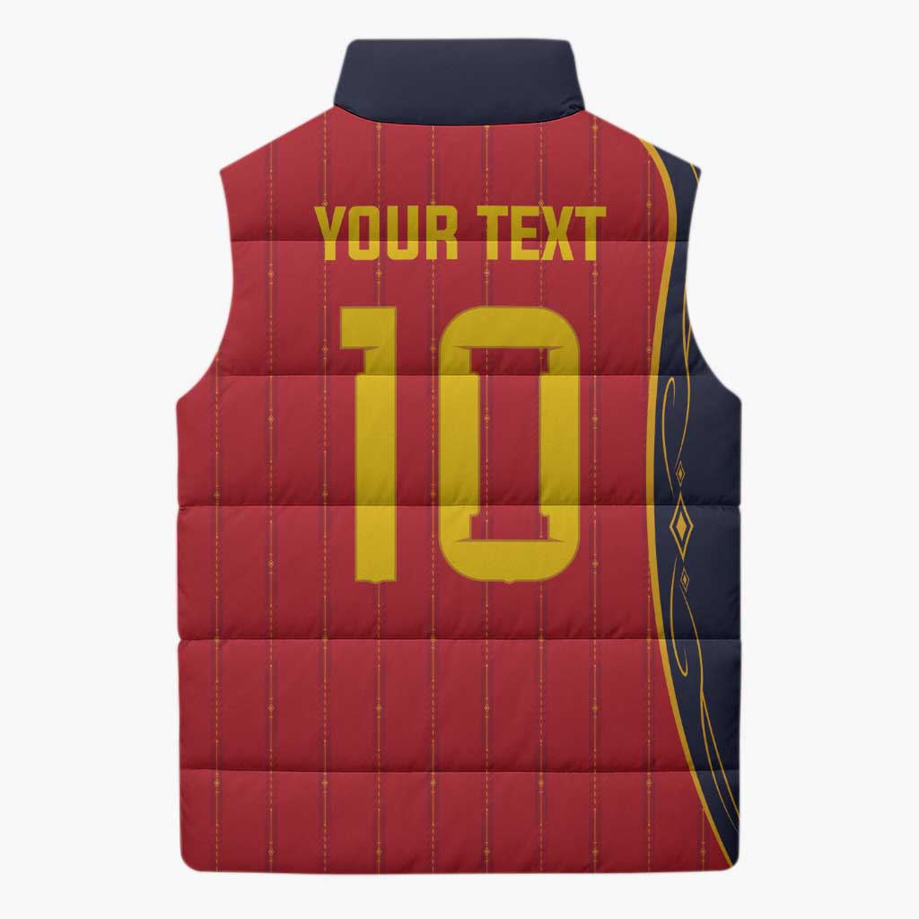 Custom Spain Football Sleeveless Puffer Jacket Sporty Style-Royal Vibe
