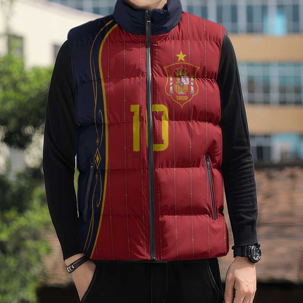 Custom Spain Football Sleeveless Puffer Jacket Sporty Style-Royal Vibe