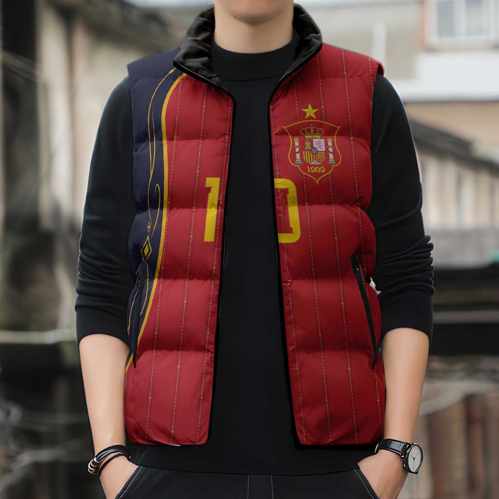 Custom Spain Football Sleeveless Puffer Jacket Sporty Style-Royal Vibe